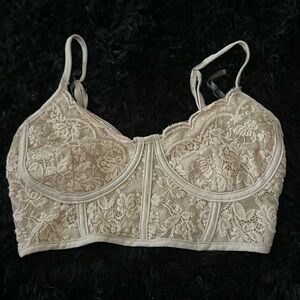 Beige Lace Crop Tank